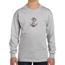 Load image into Gallery viewer, Navy Youth Anchor Logo Long Sleeve T-Shirt