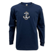 Load image into Gallery viewer, Navy Youth Anchor Logo Long Sleeve T-Shirt