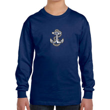 Load image into Gallery viewer, Navy Youth Anchor Logo Long Sleeve T-Shirt
