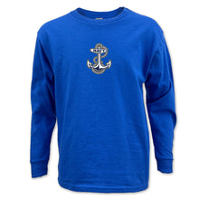 Load image into Gallery viewer, Navy Youth Anchor Logo Long Sleeve T-Shirt