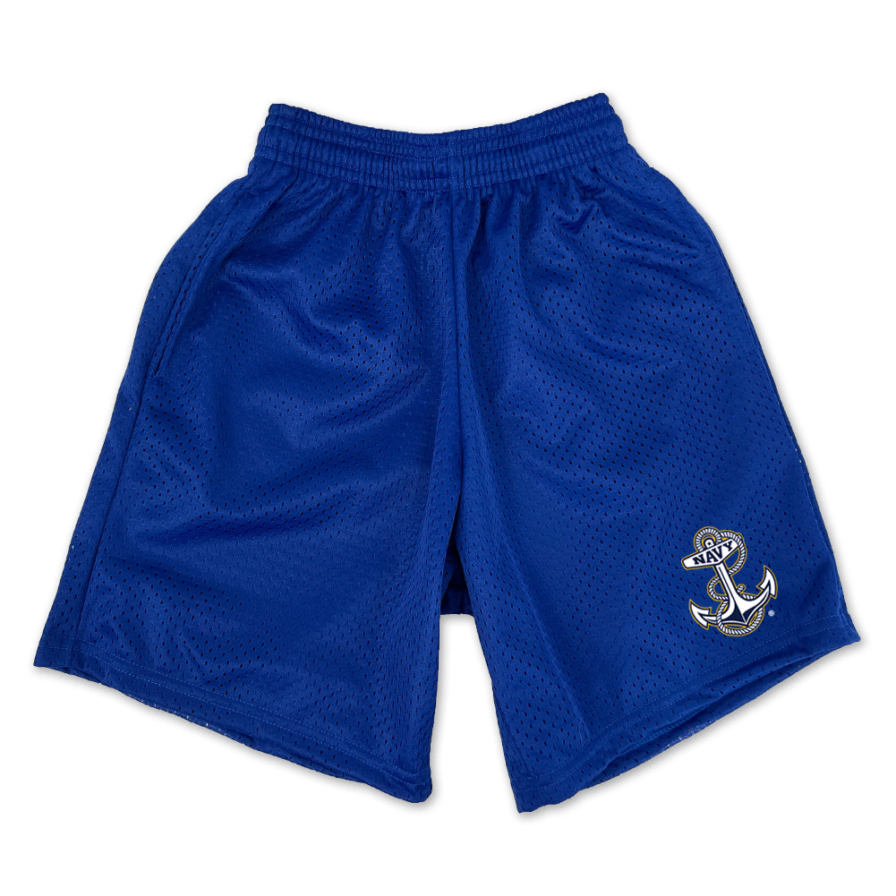 Navy Youth Anchor Logo Mesh Shorts