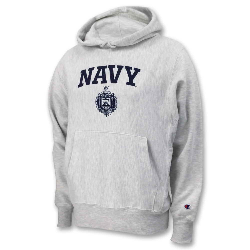 U.S. Navy Sweatshirts: USNA Issue Champion Reverse Weave Hoodie in Ash