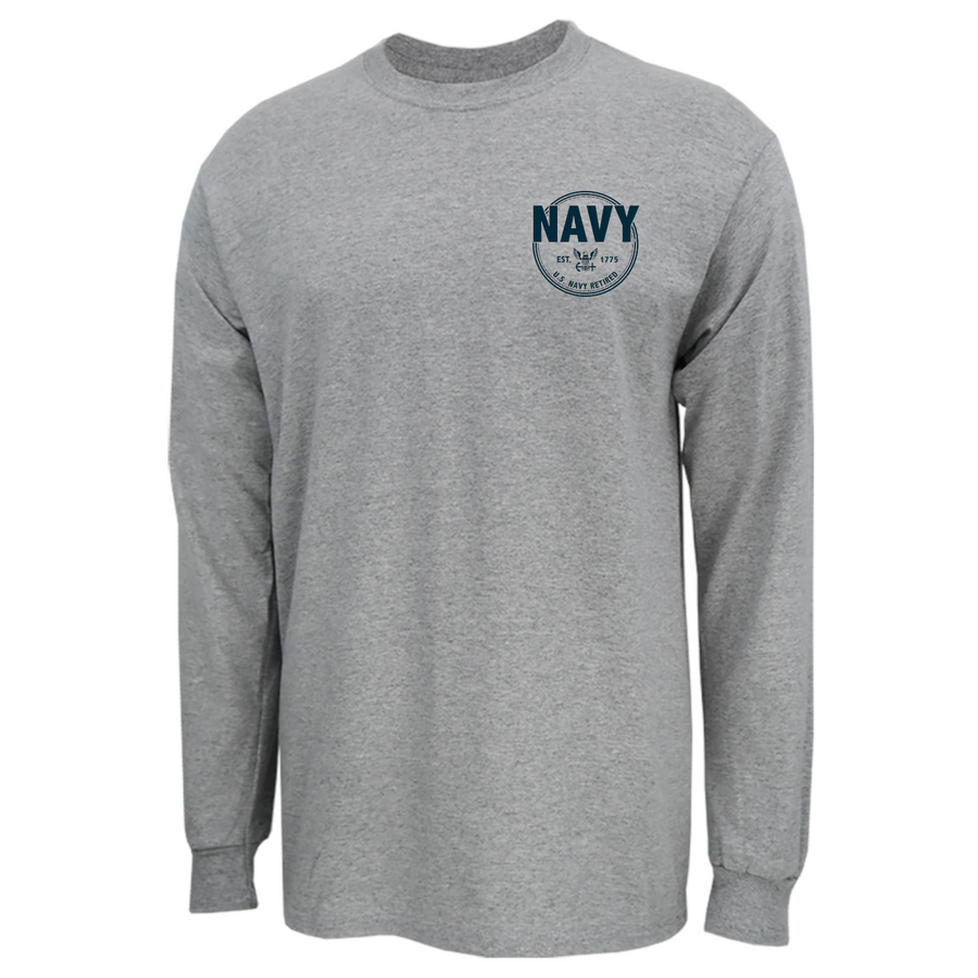 Navy Retired Left Chest Long Sleeve T-Shirt