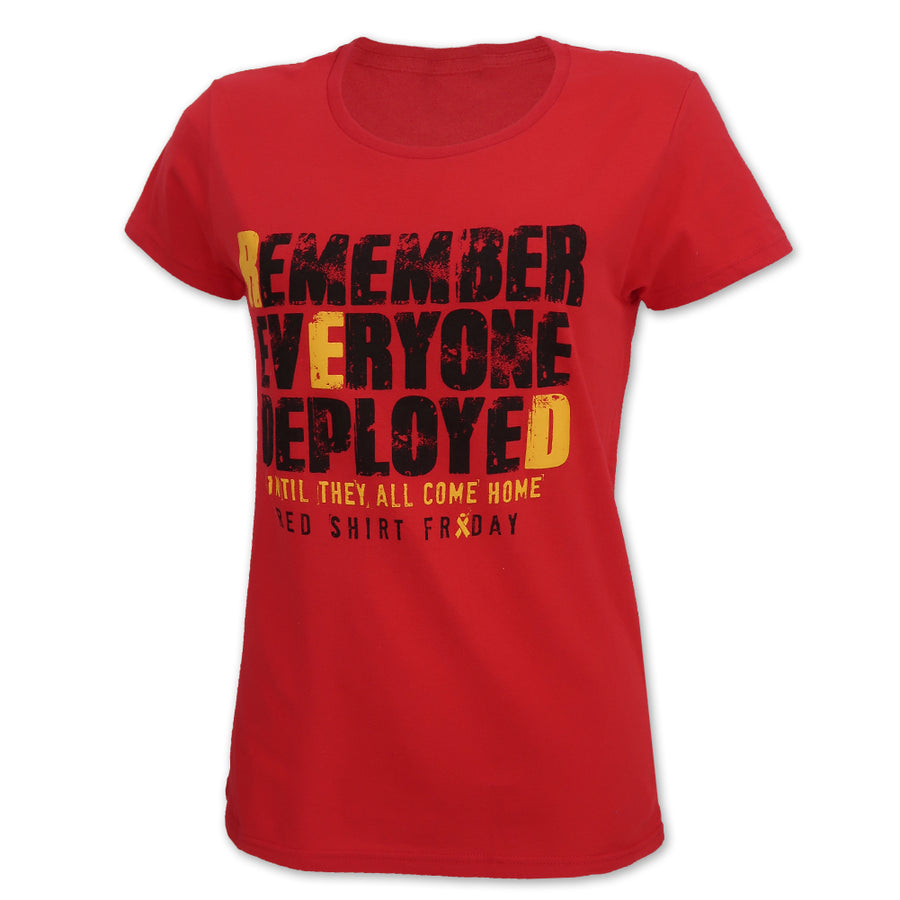 Ladies Remember Everyone Deployed T-Shirt (Red)