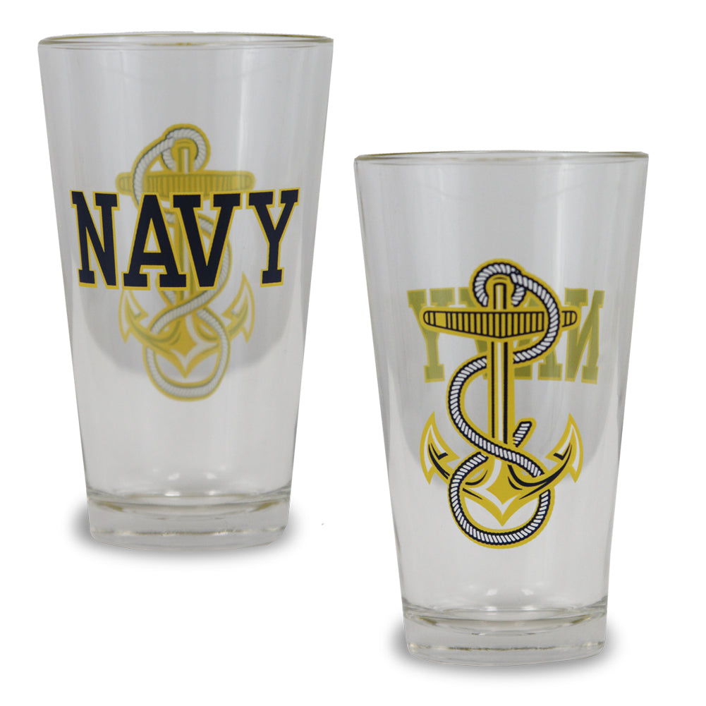 Navy Anchor Pint Glass