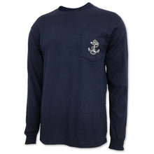 Load image into Gallery viewer, NAVY ANCHOR LOGO LONG SLEEVE POCKET T (NAVY)