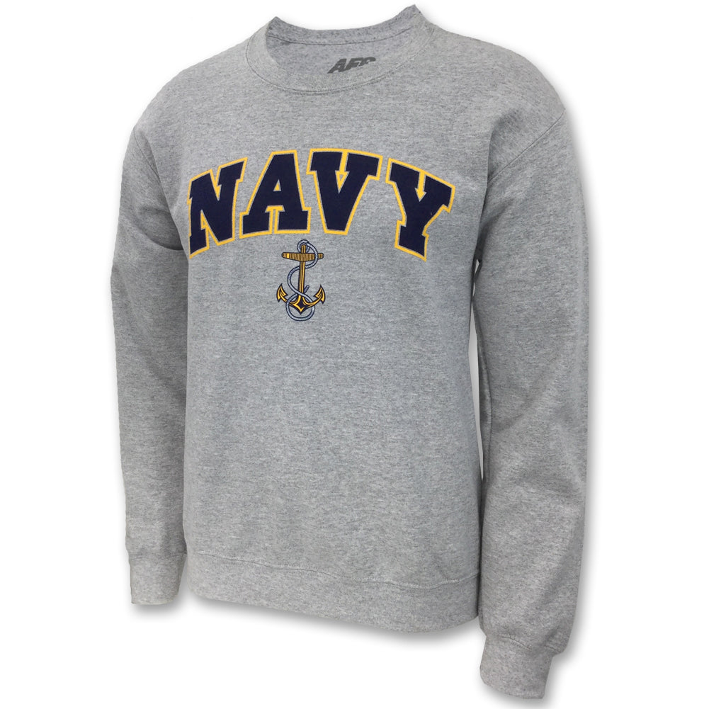 Navy Arch Anchor Crewneck (Grey)