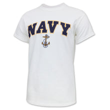 Load image into Gallery viewer, Navy Arch Anchor T-Shirt (White)