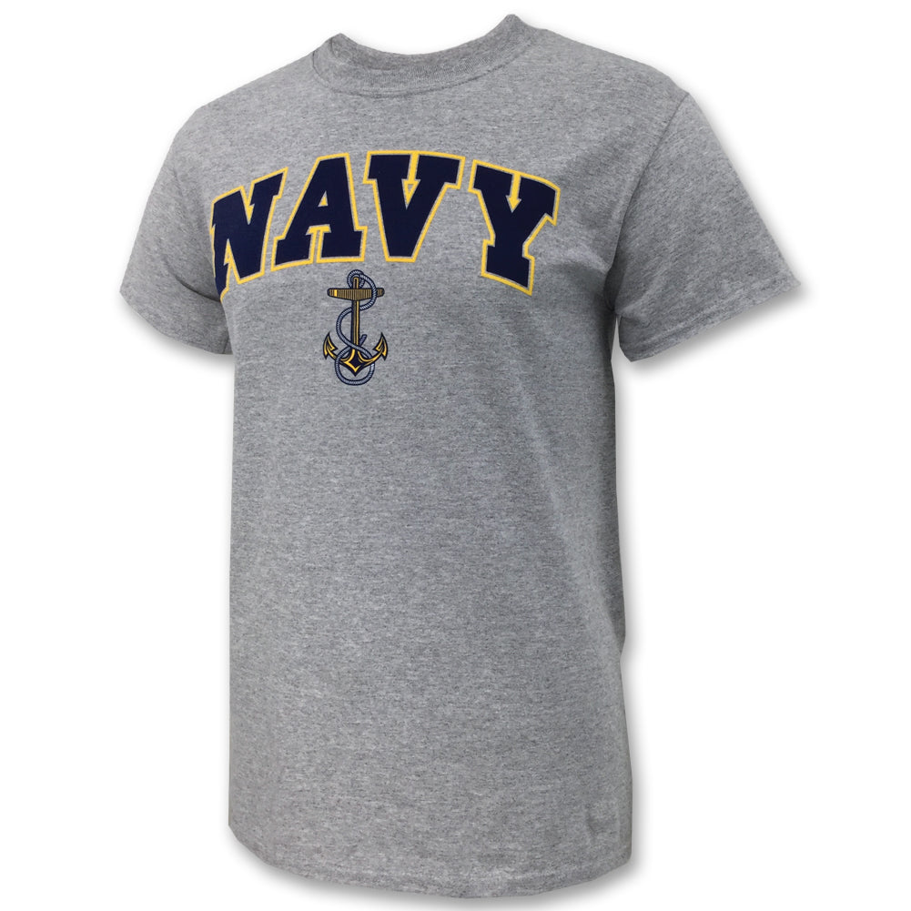 Navy Arch Anchor T-Shirt (Grey)