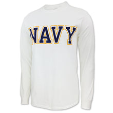 Load image into Gallery viewer, Navy Bold Core Longsleeve T (White)