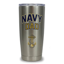 Load image into Gallery viewer, NAVY DAD STAINLESS STEEL TUMBLER (SILVER) 1