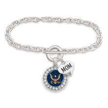 Load image into Gallery viewer, Navy Eagle Crystal Mom Bracelet