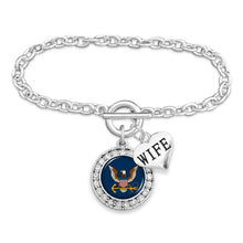 Load image into Gallery viewer, Navy Eagle Crystal Wife Bracelet