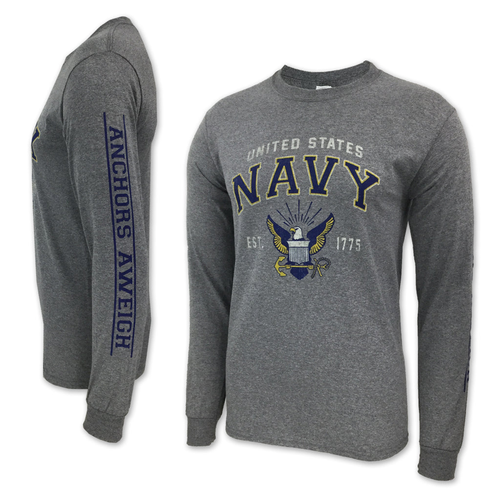 Navy Eagle Est. 1775 Long Sleeve T-Shirt (Grey)