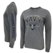 Load image into Gallery viewer, Navy Eagle Est. 1775 Long Sleeve T-Shirt (Grey)