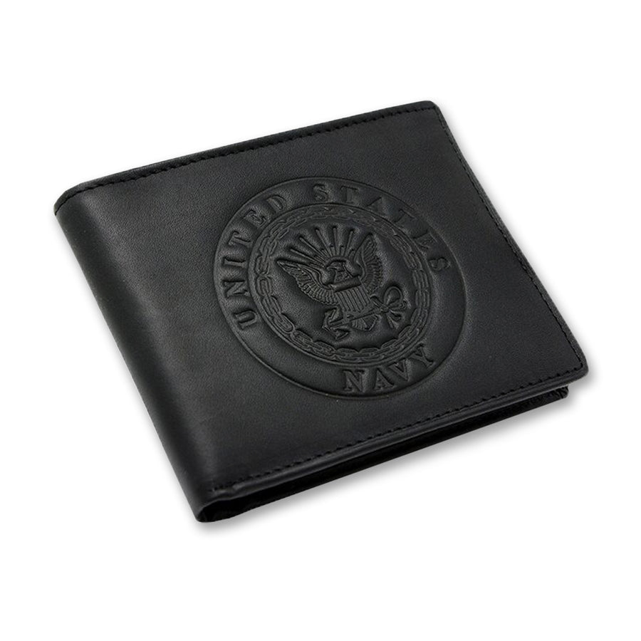 Navy Embossed Bifold Wallet