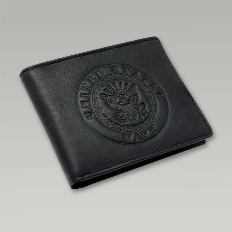 Navy Embossed Bifold Wallet