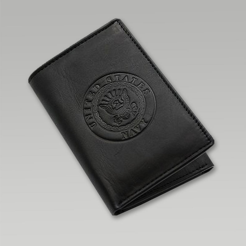 Navy Embossed Trifold Wallet