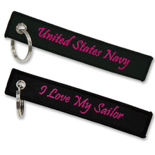 Load image into Gallery viewer, Navy I Love My Sailor Keychain