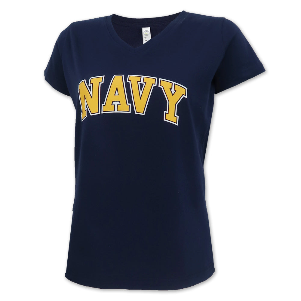 Navy Ladies Arch V-Neck T-Shirt (Navy)