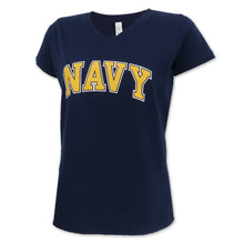 Load image into Gallery viewer, Navy Ladies Arch V-Neck T-Shirt (Navy)