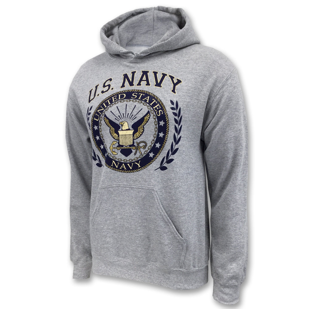 Navy Laurel Leaf Hooded Sweatshirt