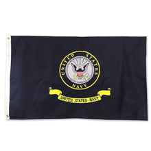 Load image into Gallery viewer, Navy Logo 2 Sided Embroidered Flag (3&#39;X5&#39;)