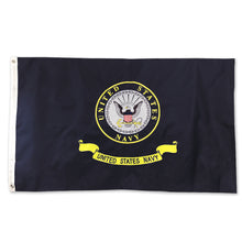 Load image into Gallery viewer, Navy Logo 2 Sided Embroidered Flag (3&#39;X5&#39;)