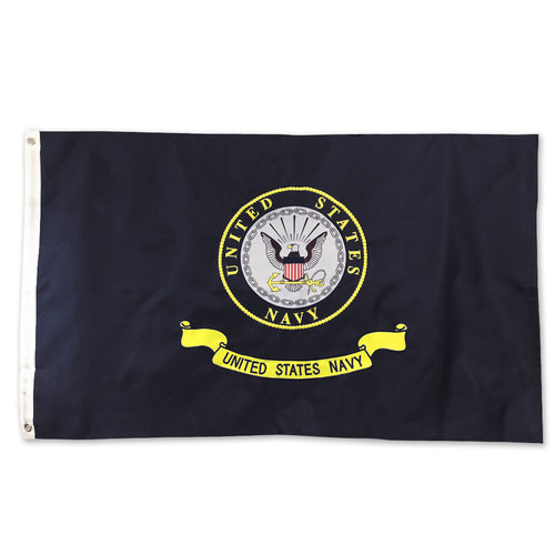Navy Logo 2 Sided Embroidered Flag (3'X5')