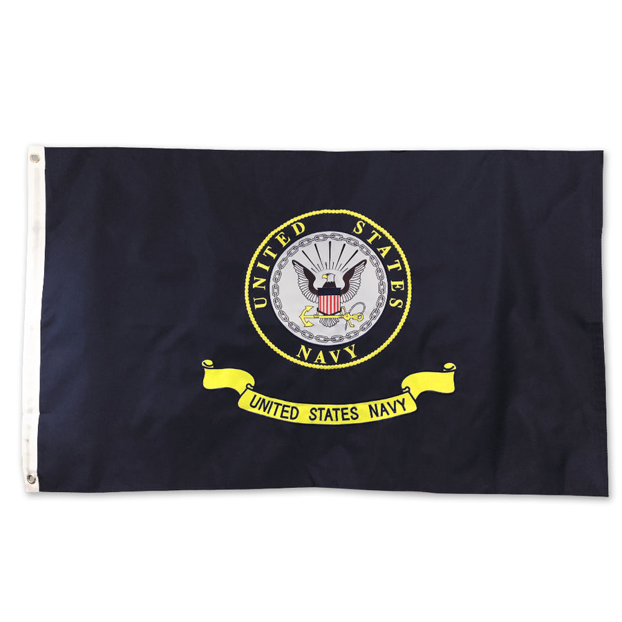 Navy Logo 2 Sided Embroidered Flag (3'X5')