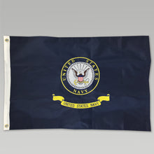 Load image into Gallery viewer, Navy Logo 2 Sided Embroidered Flag (2&#39;X3&#39;)