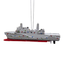 Load image into Gallery viewer, Navy Ship W/Christmas Lights Ornament