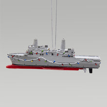 Load image into Gallery viewer, Navy Ship W/Christmas Lights Ornament