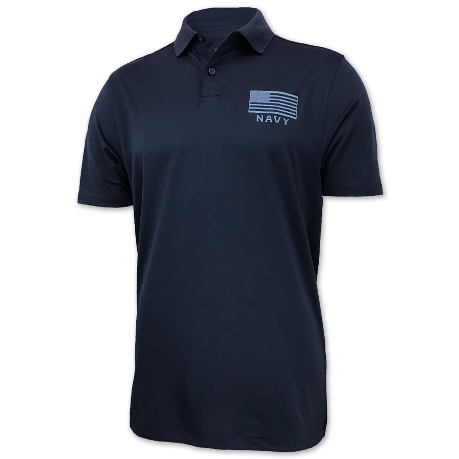 Navy Under Armour Tonal Flag Performance Polo (Navy)