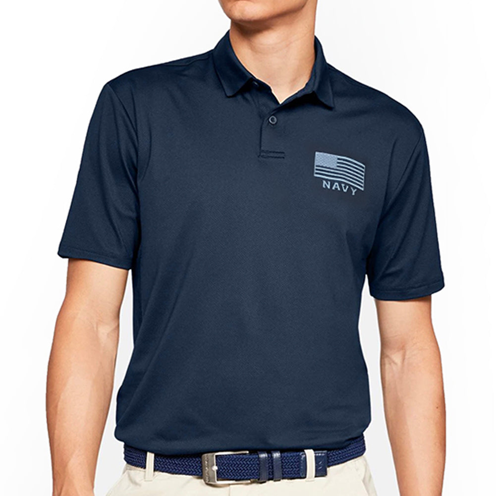 Navy Under Armour Tonal Flag Performance Polo (Navy)