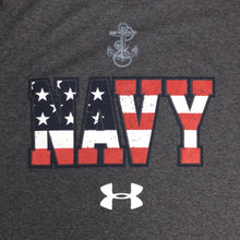 Load image into Gallery viewer, Navy Under Armour USA Flag Tech T-Shirt (Charcoal)