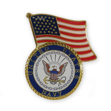 Load image into Gallery viewer, Navy Waving Flag Seal Lapel Pin