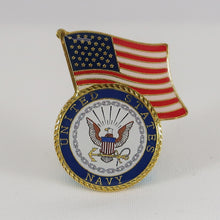 Load image into Gallery viewer, Navy Waving Flag Seal Lapel Pin