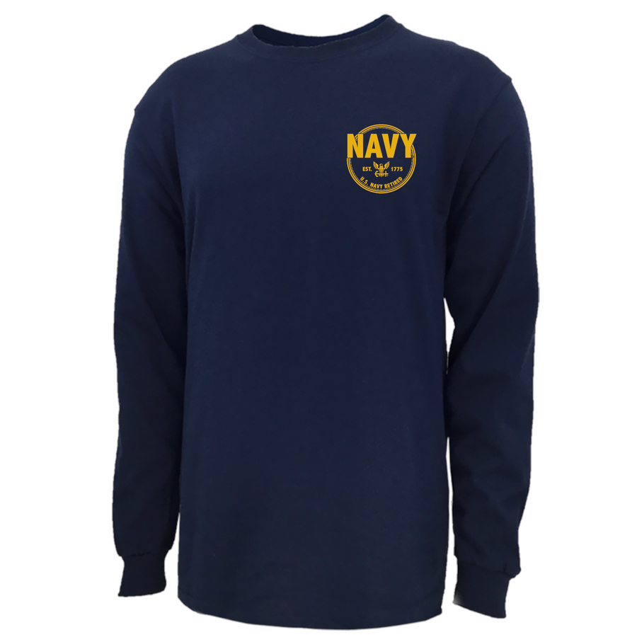 Navy Retired Left Chest Long Sleeve T-Shirt