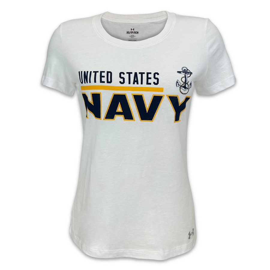 United States Navy Ladies Under Armour T-Shirt (White)