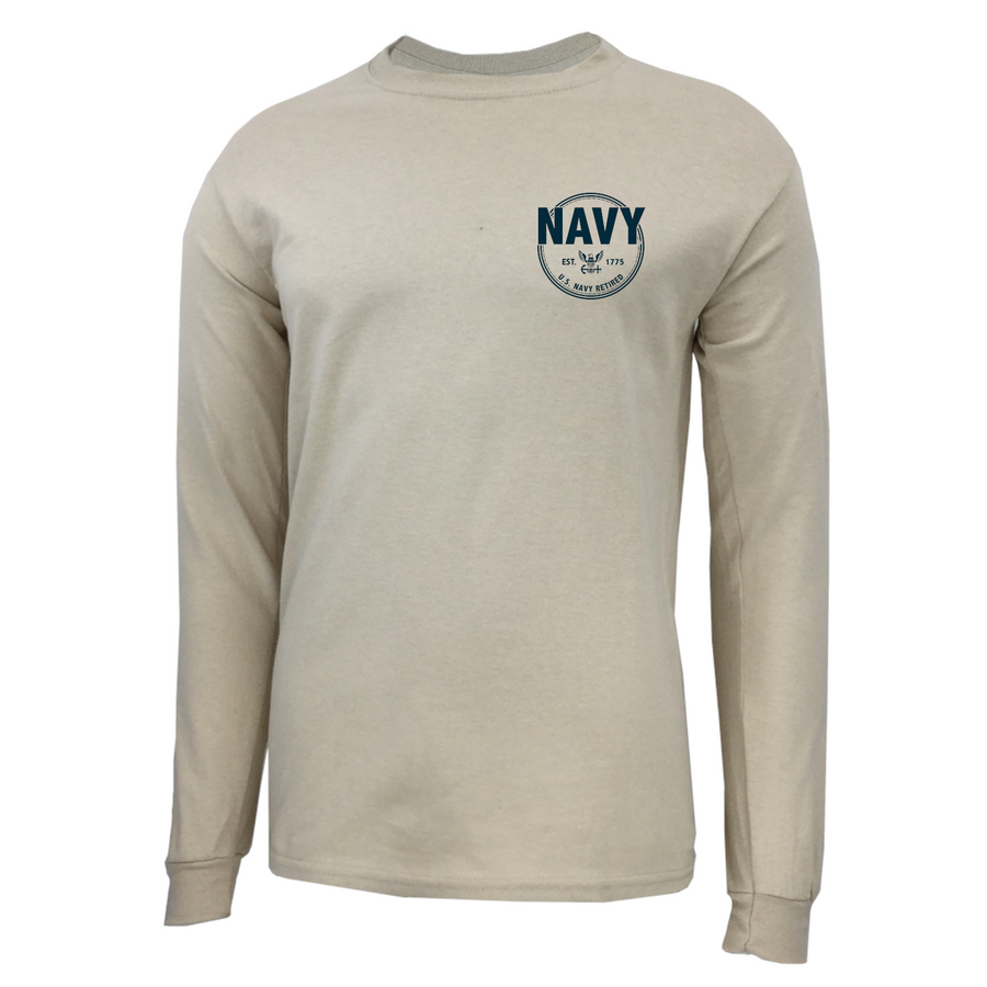 Navy Retired Left Chest Long Sleeve T-Shirt