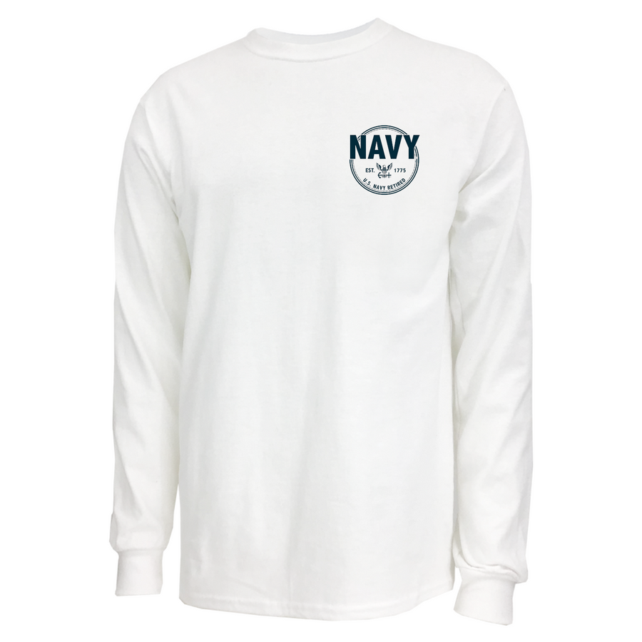 Navy Retired Left Chest Long Sleeve T-Shirt